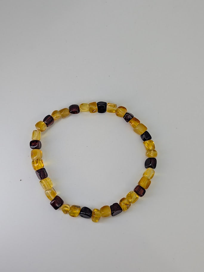Full view of Baltic Amber Bracelet 6 mm – lemon and cognac amber tones