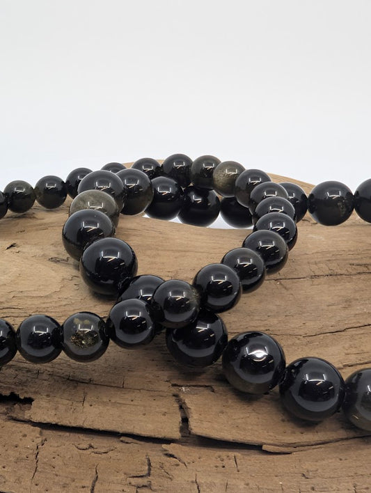 Golden Obsidian Bracelet — 6mm & 8mm Round Beads