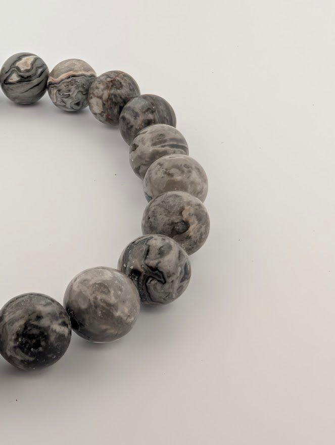 Gray Picasso Jasper – 8mm Bead Stretch Bracelet - Legacy Crystals and Minerals