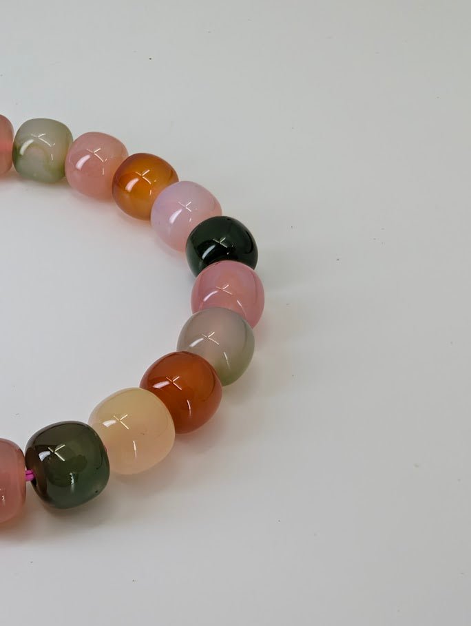Yanyuan Agate Bracelet – 12 mm Pillow Beads - Legacy Crystals and Minerals