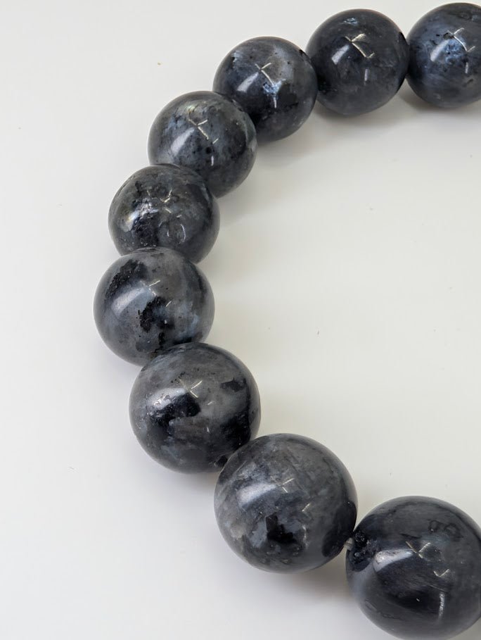 Larvikite Bracelet — 8mm & 10mm Round Beads - Legacy Crystals and Minerals