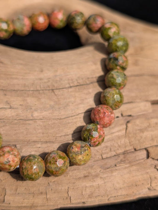 Unakite Faceted Bracelet (8mm) - Legacy Crystals and Minerals
