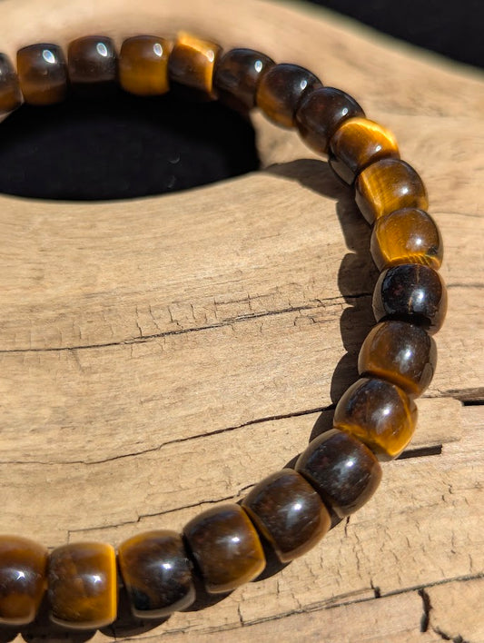 Tiger's Eye Barrel Beaded Bracelet
