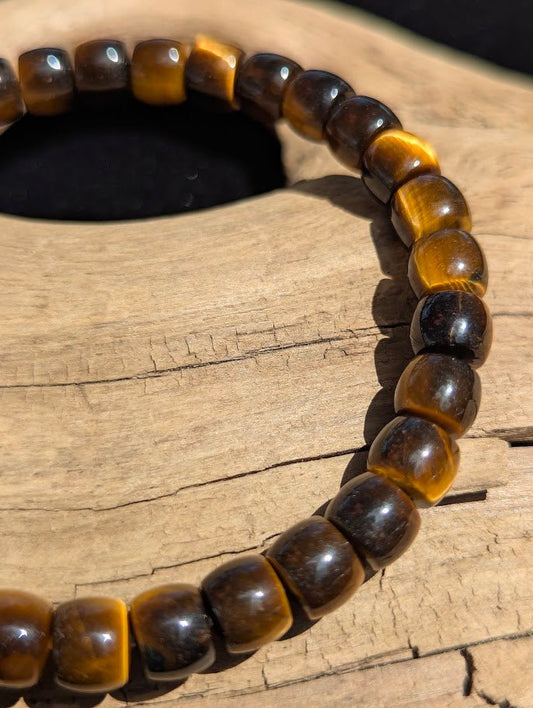 Tiger's Eye Barrel Beaded Bracelet - Legacy Crystals and Minerals
