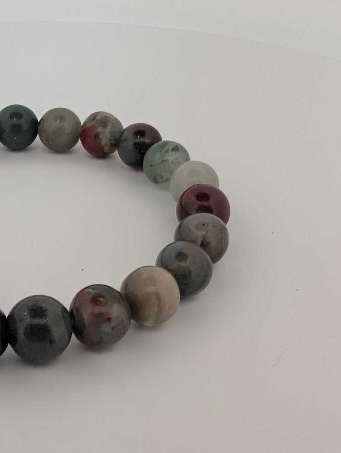 African Bloodstone Bracelet – 8mm Polished Beads - Legacy Crystals and Minerals