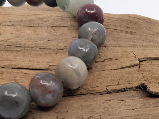 African Bloodstone Bracelet – 8mm Polished Beads - Legacy Crystals and Minerals