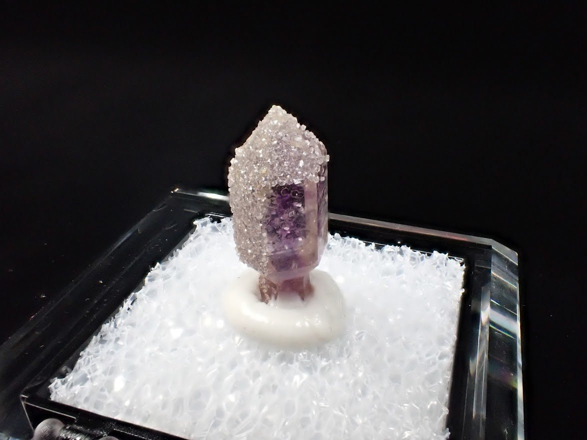 Amethyst Scepter with Analcime Overgrowth – Goboboseb Mountains, Namibia – Frosted Sparkle Specimen (21mm) - Legacy Crystals and Minerals