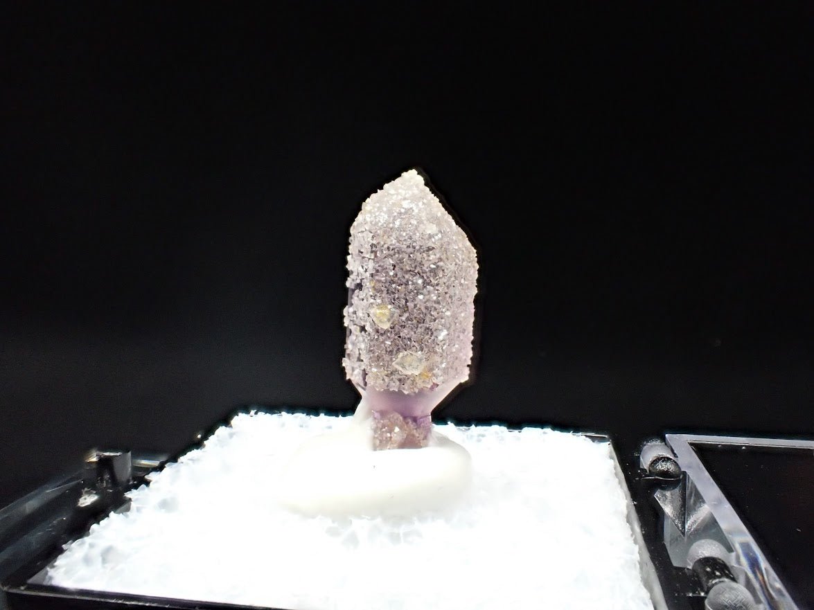 Amethyst Scepter with Analcime Overgrowth – Goboboseb Mountains, Namibia – Frosted Sparkle Specimen (21mm) - Legacy Crystals and Minerals