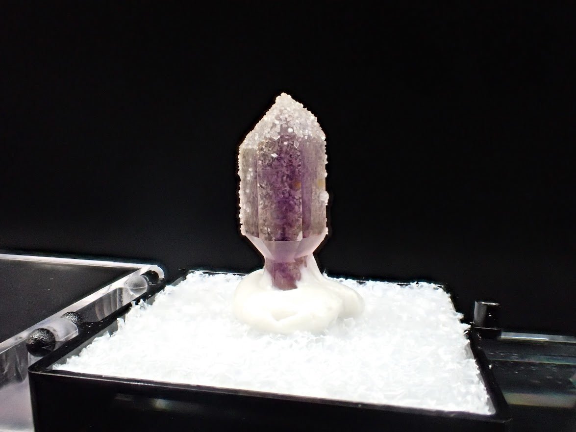 Amethyst Scepter with Analcime Overgrowth – Goboboseb Mountains, Namibia – Frosted Sparkle Specimen (21mm) - Legacy Crystals and Minerals
