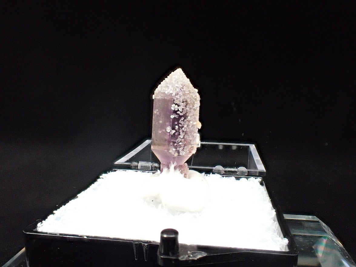 Amethyst Scepter with Analcime Overgrowth – Goboboseb Mountains, Namibia – Frosted Sparkle Specimen (21mm) - Legacy Crystals and Minerals