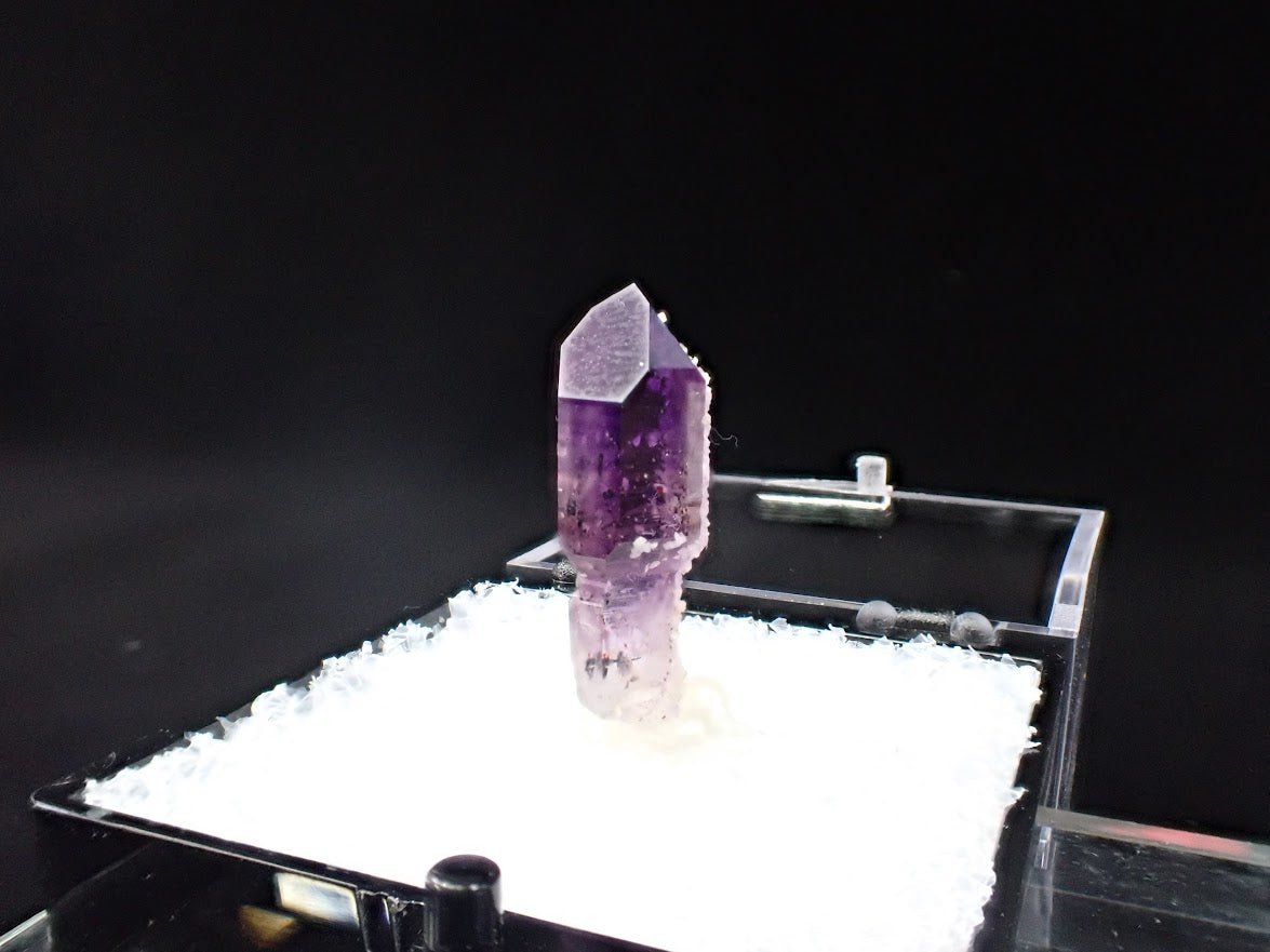 Amethyst with Analcime – Goboboseb Mountains, Namibia – Deep Purple Scepter – Micro Specimen (19mm) - Legacy Crystals and Minerals