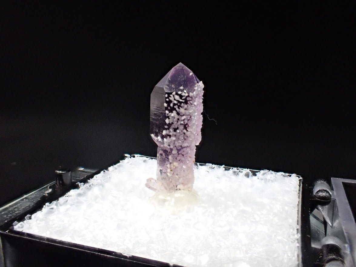 Amethyst with Analcime – Goboboseb Mountains, Namibia – Deep Purple Scepter – Micro Specimen (19mm) - Legacy Crystals and Minerals
