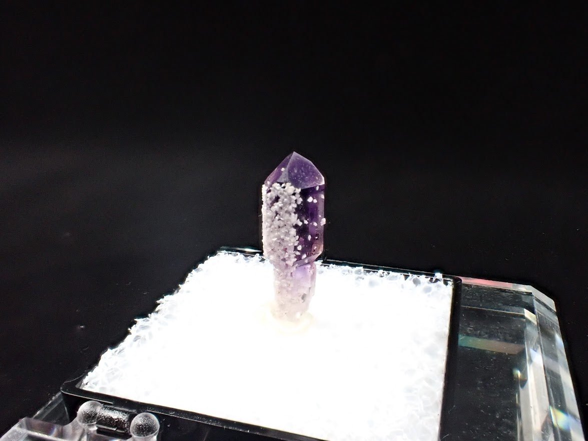 Amethyst with Analcime – Goboboseb Mountains, Namibia – Deep Purple Scepter – Micro Specimen (19mm) - Legacy Crystals and Minerals