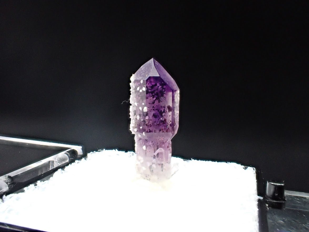 Amethyst with Analcime – Goboboseb Mountains, Namibia – Deep Purple Scepter – Micro Specimen (19mm) - Legacy Crystals and Minerals