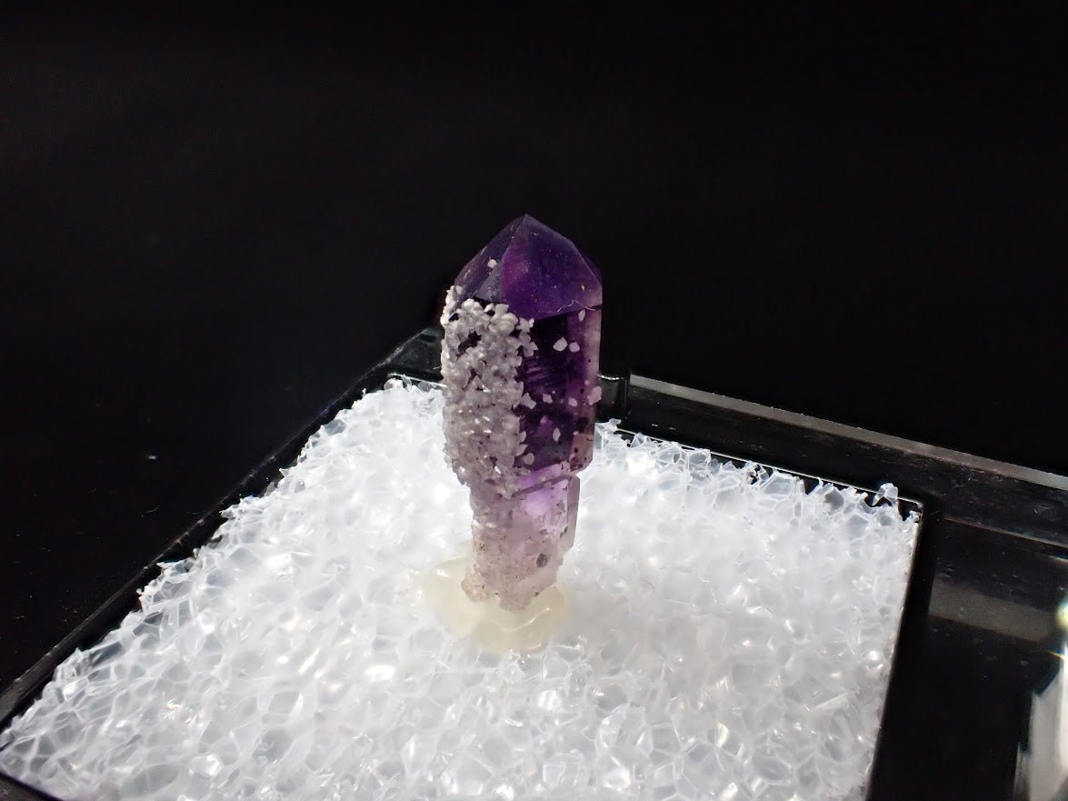 Amethyst with Analcime – Goboboseb Mountains, Namibia – Deep Purple Scepter – Micro Specimen (19mm) - Legacy Crystals and Minerals