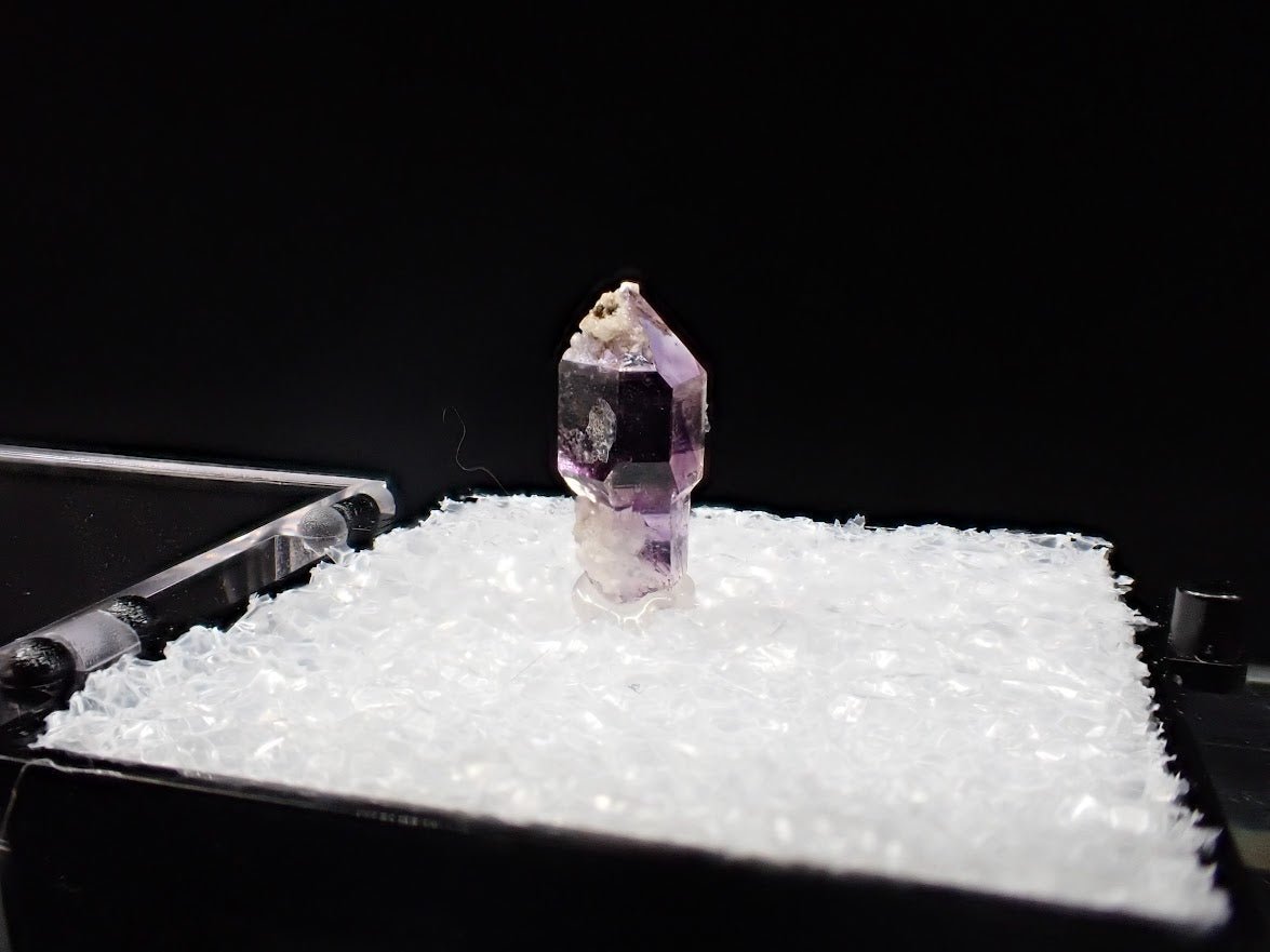 Amethyst with Analcime – Goboboseb Mountains, Namibia – Micro Crystal Specimen (11mm) - Legacy Crystals and Minerals