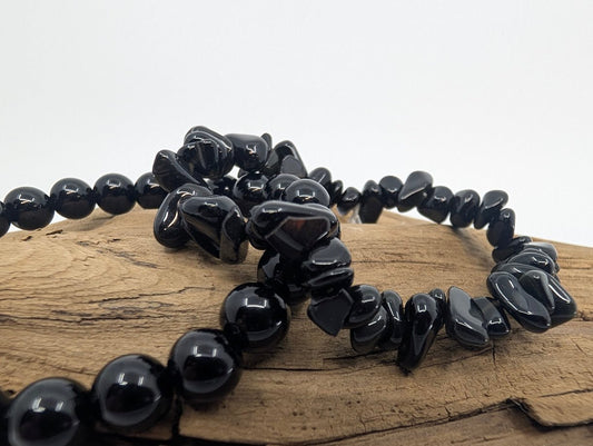 Black Obsidian Bracelet – Chip & 8mm Beads - Legacy Crystals and Minerals