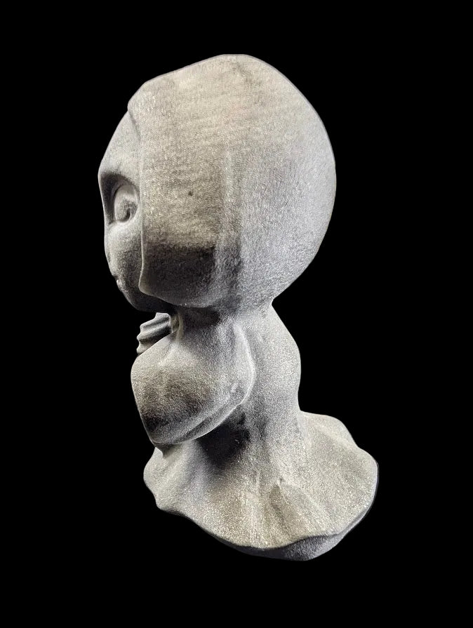 Black Obsidian Death carving with face variant - angled view