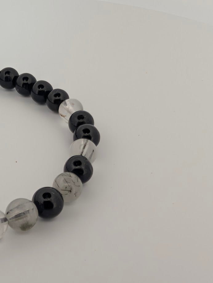 Black Rutile Quartz Bracelet – 6mm Polished Beads - Legacy Crystals and Minerals