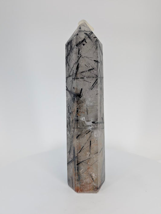 Polished Brazilian Black Tourmaline in Quartz – side profile