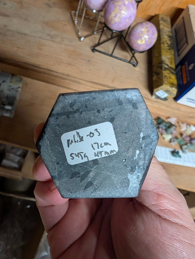 Labeled base of Brazilian tourmalinated quartz tower