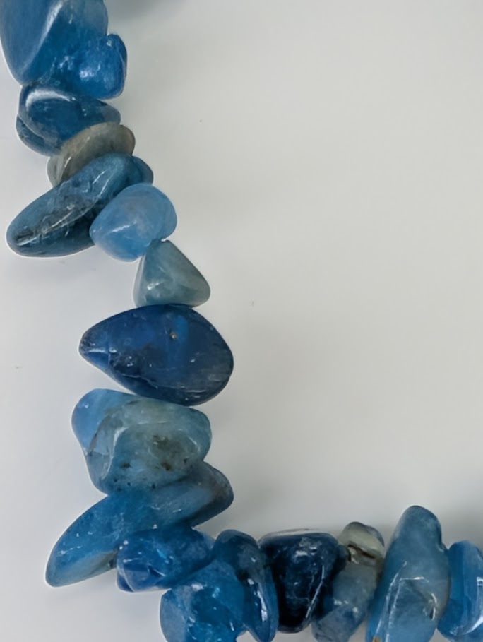 Natural Blue Apatite chip bracelet highlighting organic form and color variation