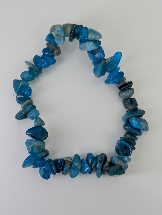 Natural Blue Apatite chip bracelet highlighting organic form and color variation