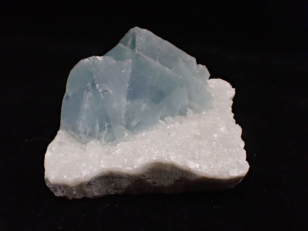 Blue Jelly Fluorite with Phantom on Quartz Matrix – Yaogangxian Mine (YGX), China - Legacy Crystals and Minerals