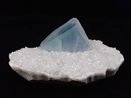 Blue Jelly Fluorite with Phantom on Quartz Matrix – Yaogangxian Mine (YGX), China - Legacy Crystals and Minerals