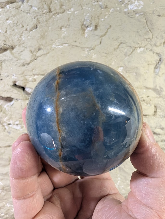 Wide shot showing rich blue color and intersecting mineral veining