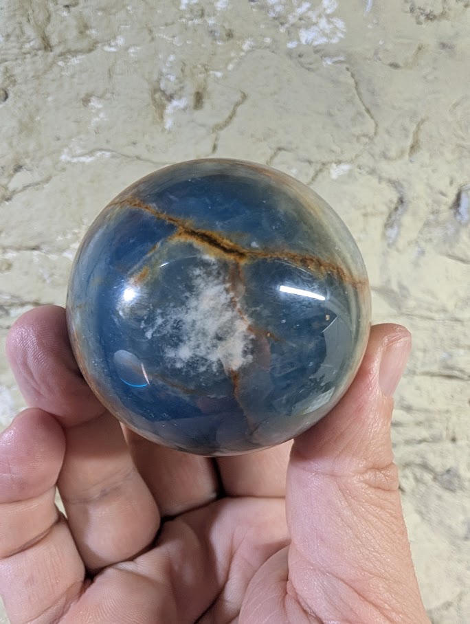 Top view showing translucency and color pattern of 60mm sphere