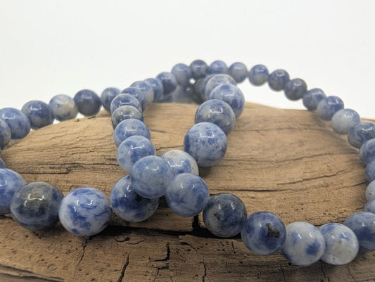 Blue Point Bracelet – 6mm & 8mm Beads - Legacy Crystals and Minerals