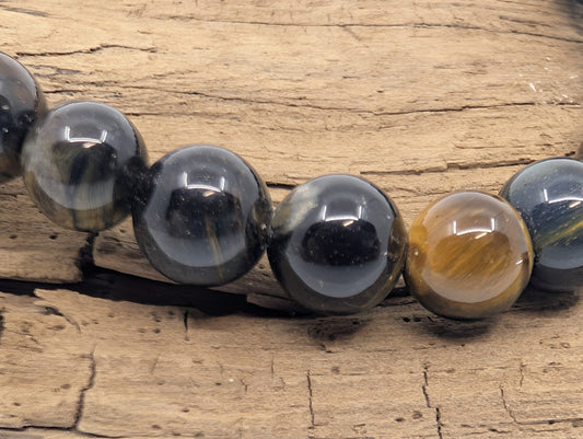 Blue Tiger Eye Bracelet – 8mm Round Bead - Legacy Crystals and Minerals