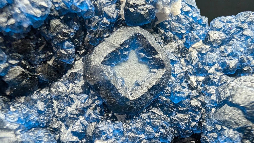 Blueberry Fluorite with Cubic "Window" Formation – A One - of - a - Kind Collector’s Masterpiece - Legacy Crystals and Minerals
