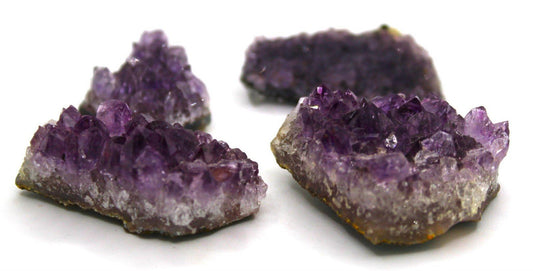 Brazilian Amethyst Mini Cluster Set – 4 Pieces (2 - 4 cm Each) - Legacy Crystals and Minerals