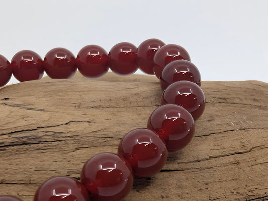 Carnelian Bracelet – 8mm Polished Beads - Legacy Crystals and Minerals