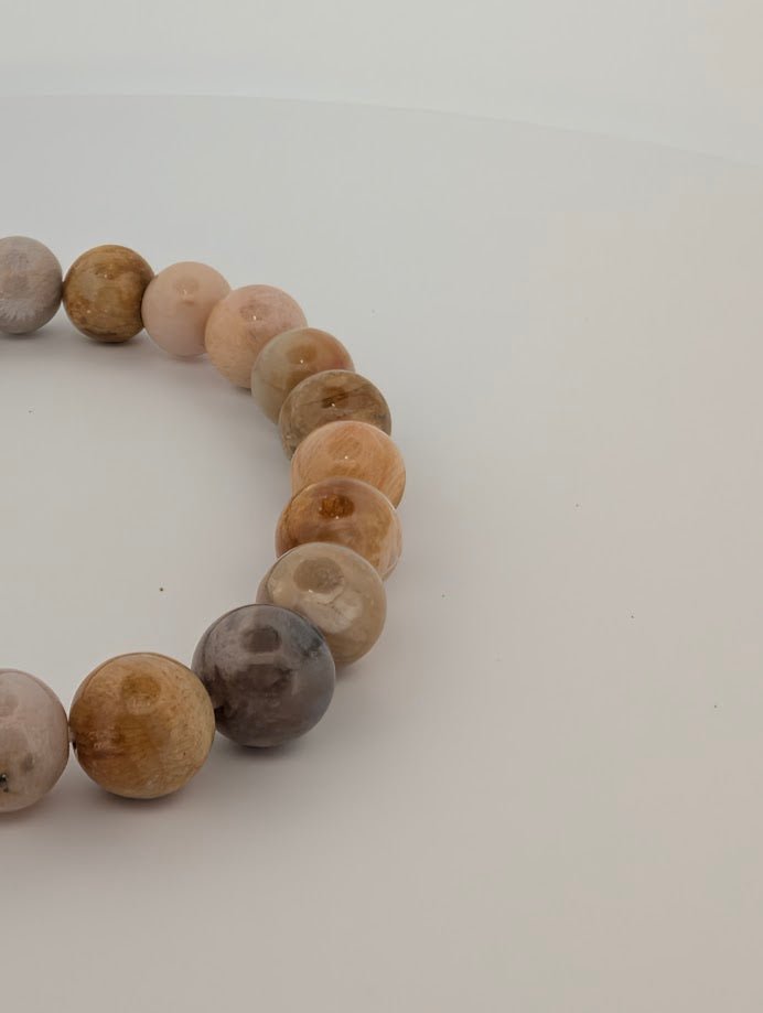 Coral Jade Bracelet – 8mm Polished Beads - Legacy Crystals and Minerals