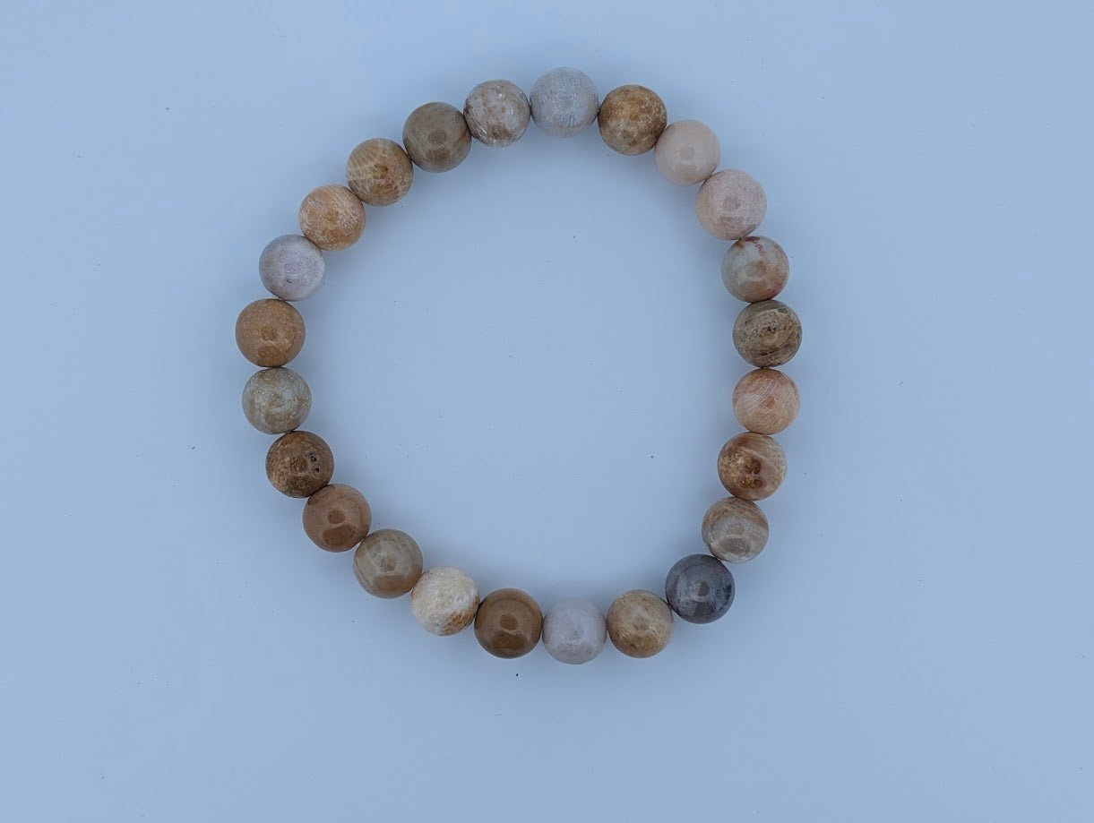Coral Jade Bracelet – 8mm Polished Beads - Legacy Crystals and Minerals