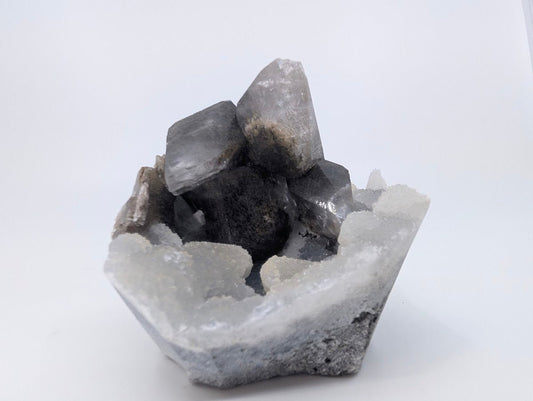 Dogtooth Calcite with Dendritic Inclusions and Sugar Sphalerite – Fujian, China - Legacy Crystals and Minerals