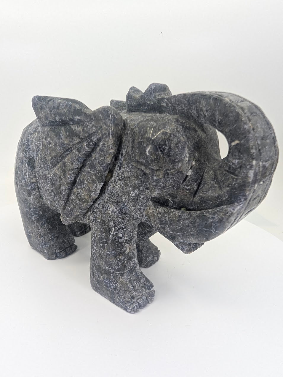 Right side view of Emerald and Iolite elephant sculpture