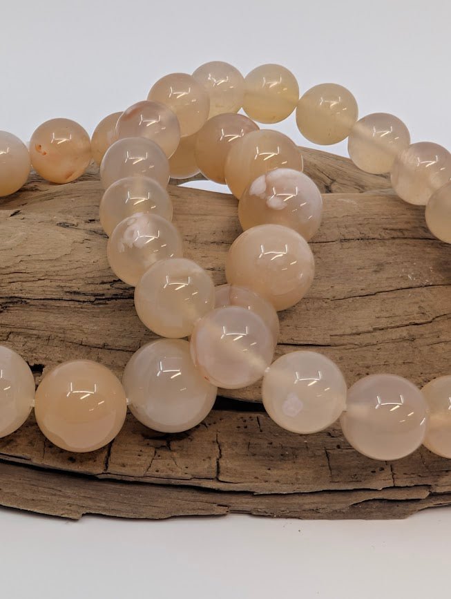 Flower Agate Bracelet — 11mm & 9mm Beads - Legacy Crystals and Minerals