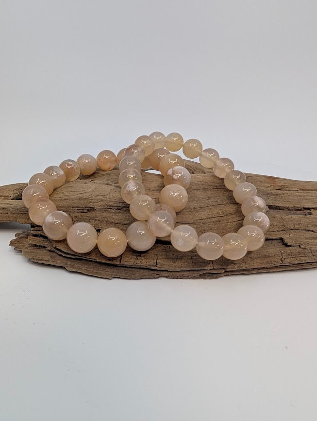 Flower Agate Bracelet — 11mm & 9mm Beads - Legacy Crystals and Minerals