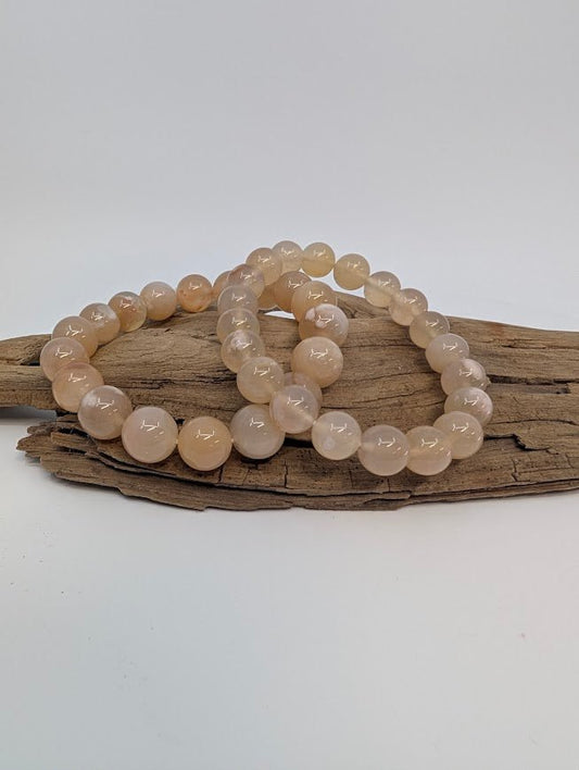 Flower Agate Bracelet — 11mm & 9mm Beads - Legacy Crystals and Minerals