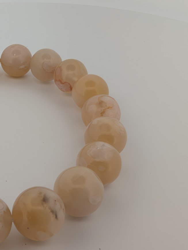 Flower Agate Bracelet — 11mm & 9mm Beads - Legacy Crystals and Minerals