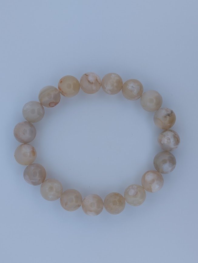 Flower Agate Bracelet — 11mm & 9mm Beads - Legacy Crystals and Minerals