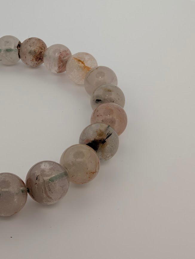 Garden Quartz Bracelet — 7–11mm (Lodolite / Scenic Quartz) - Legacy Crystals and Minerals