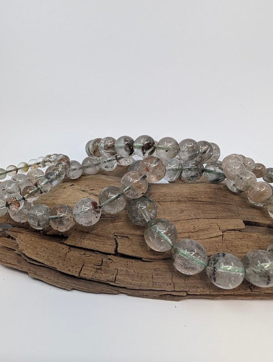 Garden Quartz Bracelet — 7–11mm (Lodolite / Scenic Quartz) - Legacy Crystals and Minerals