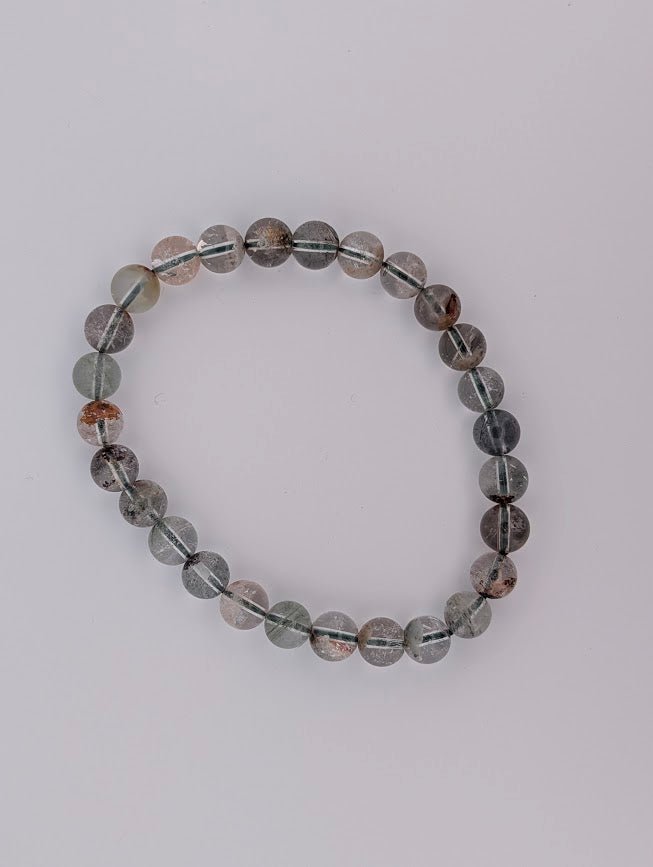 Garden Quartz Bracelet — 7–11mm (Lodolite / Scenic Quartz) - Legacy Crystals and Minerals