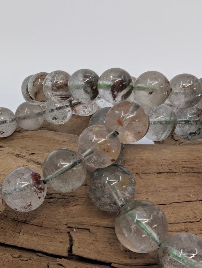 Garden Quartz Bracelet — 7–11mm (Lodolite / Scenic Quartz) - Legacy Crystals and Minerals