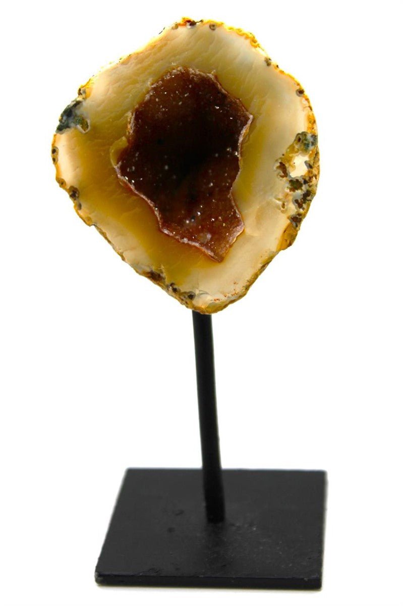 Geode Agate Crystal on Metal Stand from Brazil Approx. 10 cm x 5 cm - Legacy Crystals and Minerals